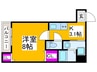 フジパレス上野芝V番館 1Kの間取り