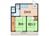 中西マンション 2DKの間取り