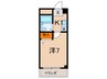 インペリアル六甲道 1Kの間取り