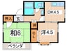 サウスウィンドウ 2DKの間取り