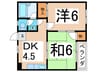 グリーンアミュレット 2DKの間取り
