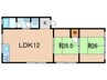 アラスカマンション 2LDKの間取り