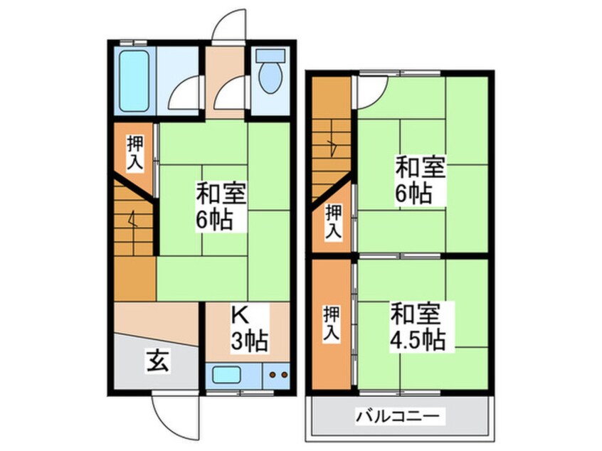 間取図 寝屋川市堀溝3丁目貸家