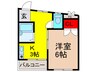 リ－ベンドハウス安威 1Kの間取り