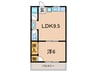 ハイツヤマモト 1LDKの間取り