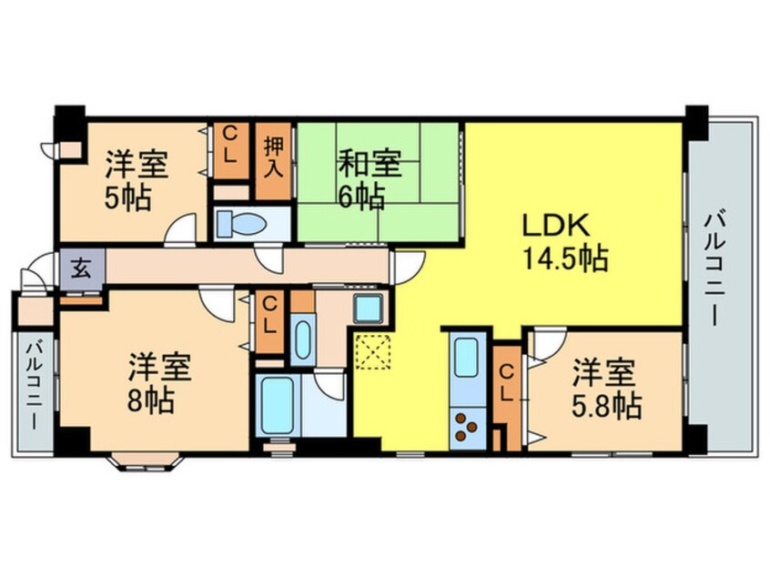 間取図 リソシエ栗東グランディス(1304)