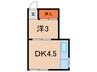 六甲ヴィラ 1DKの間取り