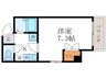 Blanc Neige四条大宮 1Kの間取り