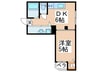 ラルゴハイツ 1DKの間取り