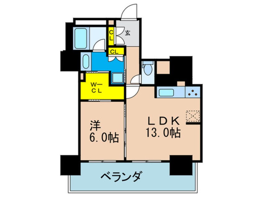 間取図 ﾌﾞﾗﾝｽﾞﾀﾜｰｳｪﾘｽ心斎橋NORTH(1808)