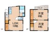 服部南町4丁目貸家 2LDKの間取り
