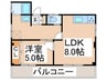 宇都宮ハイツ 1LDKの間取り