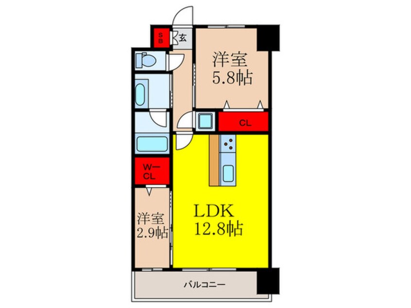 間取図 ｽﾌﾟﾗﾝﾃﾞｨｯﾄﾞﾗｲｽﾞ新大阪ﾉｰｽ