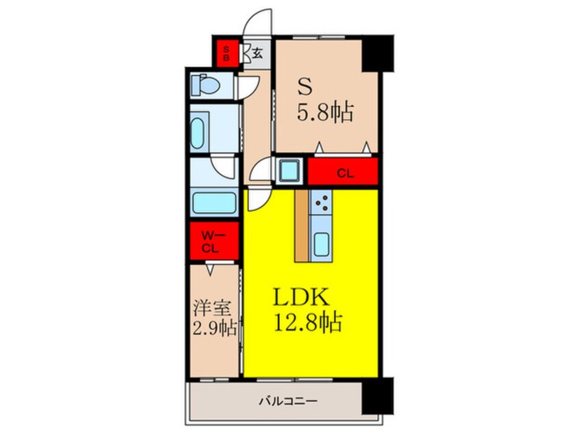 間取図 ｽﾌﾟﾗﾝﾃﾞｨｯﾄﾞﾗｲｽﾞ新大阪ﾉｰｽ