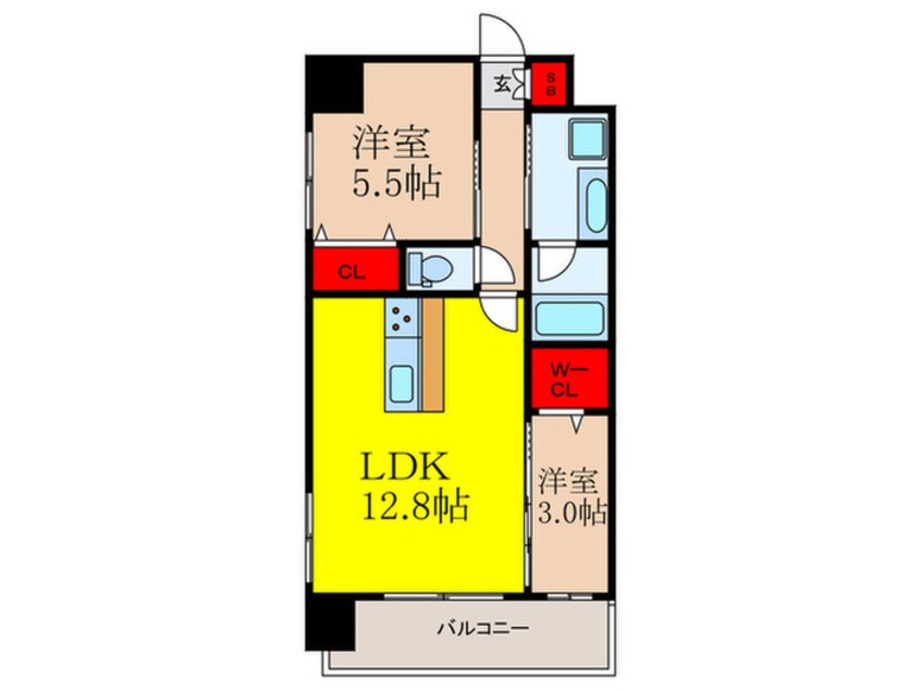 間取図 ｽﾌﾟﾗﾝﾃﾞｨｯﾄﾞﾗｲｽﾞ新大阪ﾉｰｽ