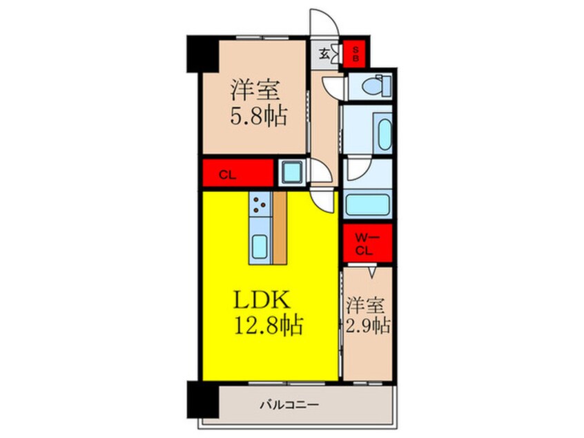 間取図 ｽﾌﾟﾗﾝﾃﾞｨｯﾄﾞﾗｲｽﾞ新大阪ﾉｰｽ