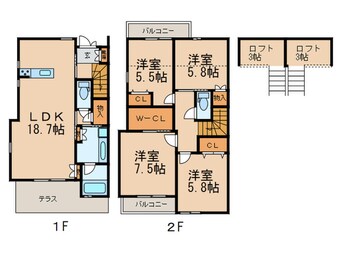 間取図 宝塚雲雀丘タウンハウス1