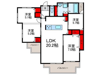 間取図 LOHAUS雲雀丘山手（201）