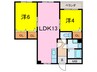 グランドコート市役所前 2LDKの間取り
