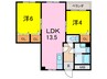 グランドコート市役所前 2LDKの間取り
