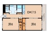 ｼｬﾝﾎﾞｰﾙ岡本（406） 2DKの間取り
