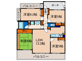 間取図 エスリ－ド淀(301)