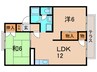 サンビュ－ラ福島Ⅱ 2LDKの間取り
