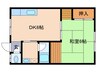 ビエノス岡 1DKの間取り