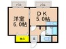 フォンティーヌ香里園 1DKの間取り