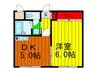 フォンティーヌ香里園 1DKの間取り