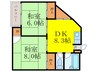 千里七尾マンション 2DKの間取り