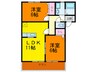 エ－デルハイムＡ棟 2LDKの間取り
