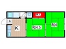 北村荘 2Kの間取り