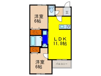 間取図 プレジール高取山町B棟