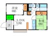 川梅ビル 2LDKの間取り