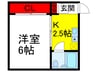 中通ハイツ 1Kの間取り