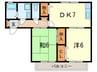 ハイカム－ル芦屋 2DKの間取り