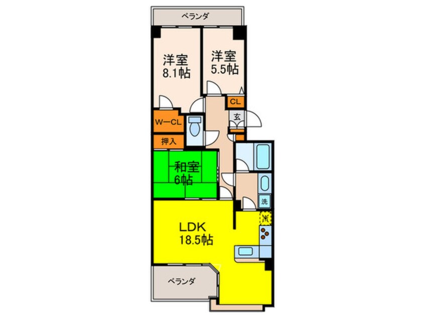 間取図 ﾗ･ﾋﾞｽﾀ宝塚ｲｰｽﾄｳﾞｨﾗ１番館(1317)