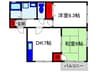 セジュ－ル悠 2DKの間取り