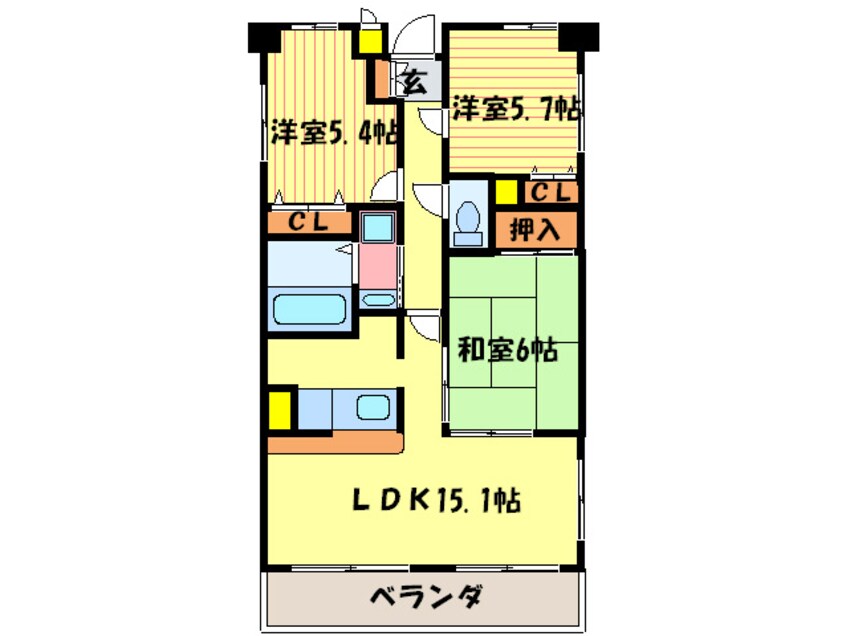 間取図 デミュ－ズ木幡