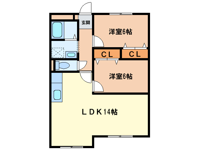 ヴィラロイヤル二色の浜 2LDKの間取り