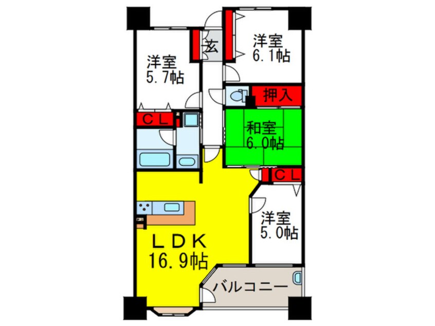 間取図 ｱﾝﾋﾞｴﾝﾄ千里山西（２０３）