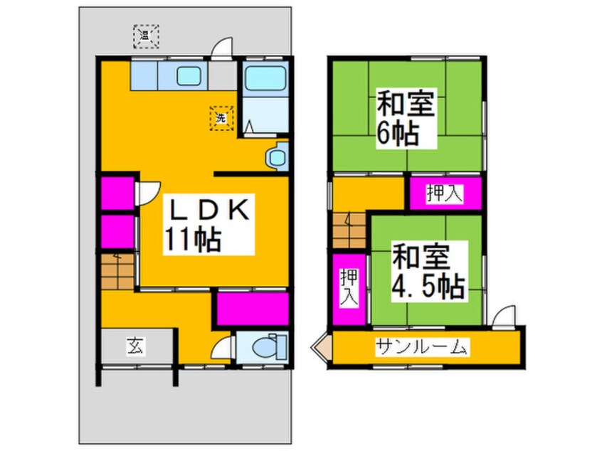 間取図 東大阪市上四条12-2貸家