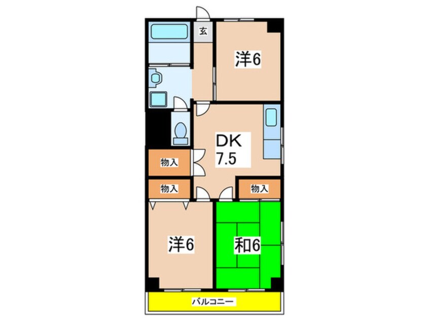 間取図 宝塚第三バイオレット（503）