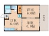 ドミ－ル厨子奥Ａ棟 2DKの間取り