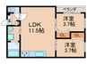 Giraffe　Hirano　Kire 2LDKの間取り