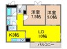 ﾒｿﾞﾝﾄﾞｰﾙ千里泉ヶ丘参号館(206) 2LDKの間取り
