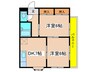 藤原マンション 2DKの間取り