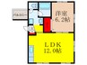リヴェール西田中 1LDKの間取り