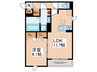 クレスト流町 1LDKの間取り